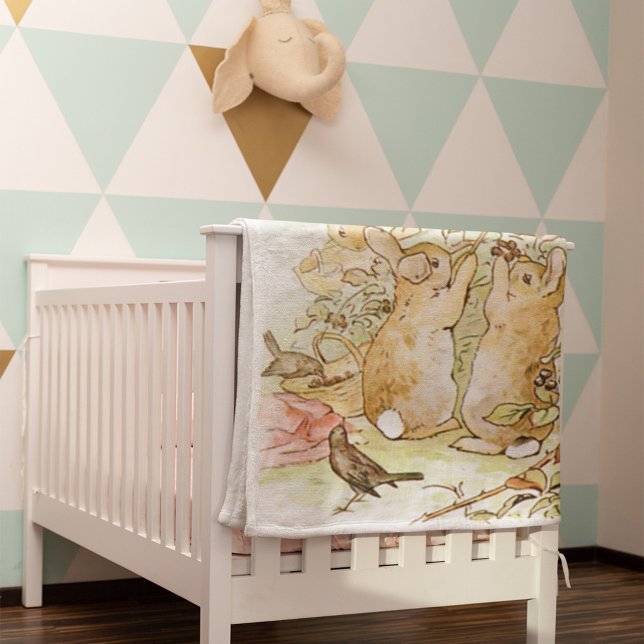 Beatrix Potter Bunnies Picking Berries  Baby Blanket (Creator Uploaded)