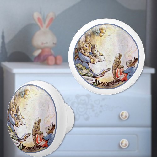 Beatrix Potter Bunny Family Ceramic Knob