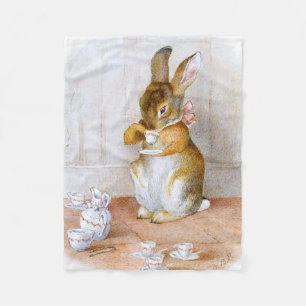 Beatrix Potter: Bunny Girl Drinking Tea Fleece Blanket