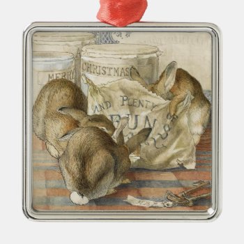 Beatrix Potter Christmas Bunnies Metal Ornament by kidslife at Zazzle
