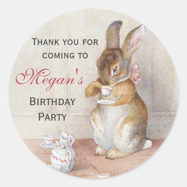 Beatrix Potter Custom Birthday Party Stickers (Front)