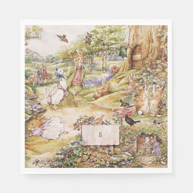 Beatrix Potter Cute Peter and Friends Napkins (Front)