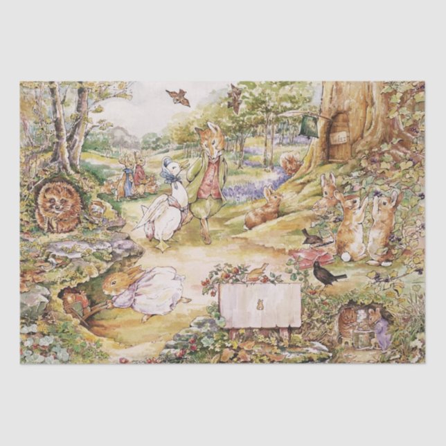Beatrix Potter Cute Peter the Rabbit and Friends Tissue Paper (Front)