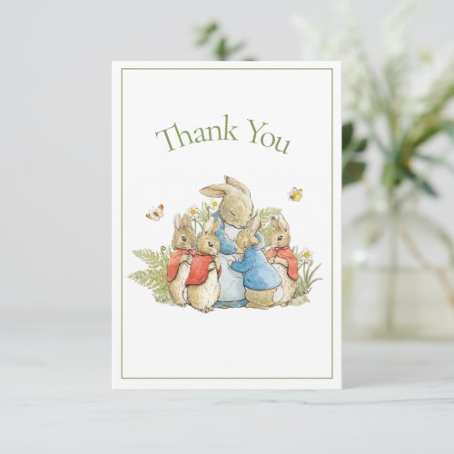 Beatrix Potter Green Baby Boy Girl Shower Thank You Card