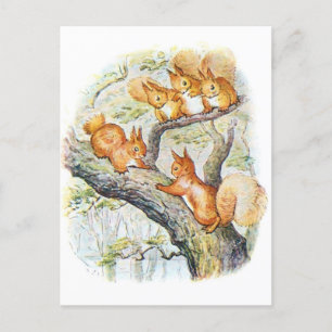 Beatrix Potter Illustration Nutkin + Squirrels Postcard