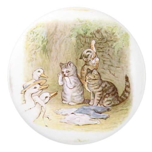 Beatrix Potter Kittens and Ducks  Ceramic Knob