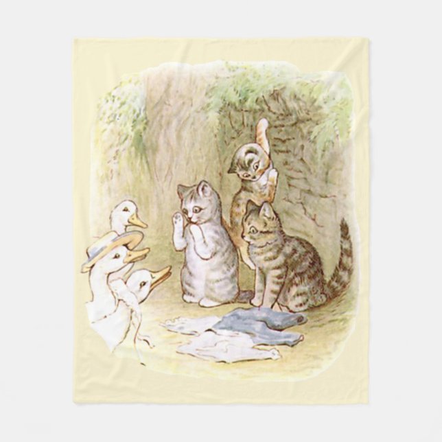 Beatrix Potter Kittens Ducks  Fleece Blanket (Front)