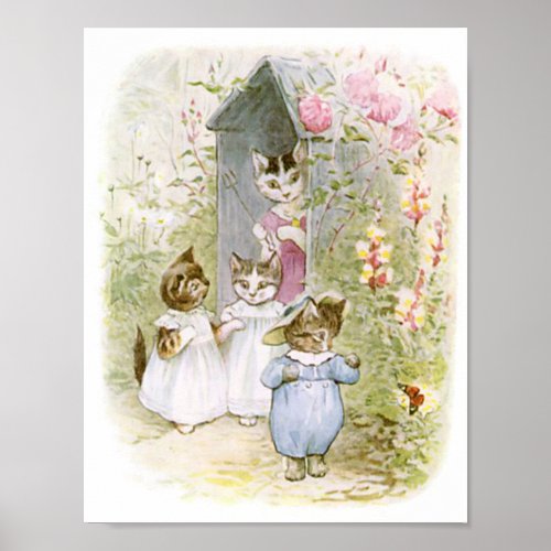 Beatrix Potter Kittens Mother Garden Poster