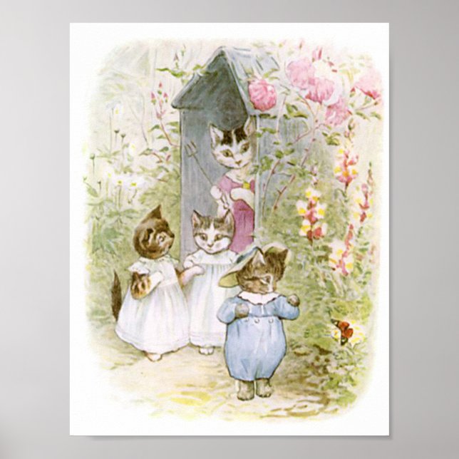 Beatrix Potter Kittens Mother Garden Poster (Front)