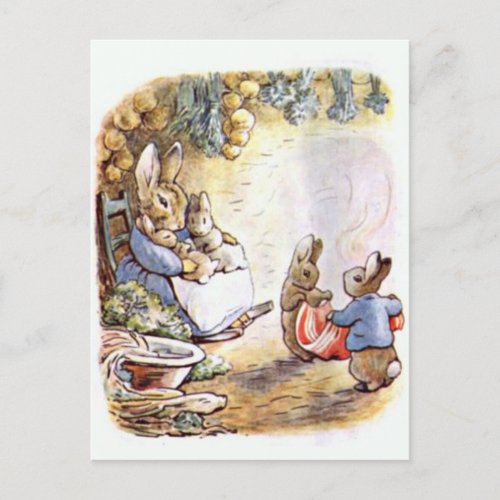 Beatrix Potter Mommy and Twins from Benjamin Bunny Postcard