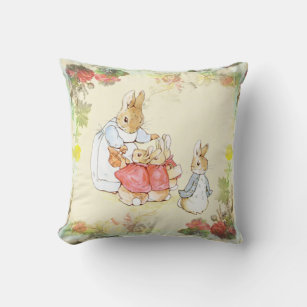 Beatrix Potter, Mother Bunny, Baby Shower. Throw Pillow