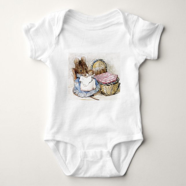 Beatrix Potter, Mother Mouse and Babies Baby Bodysuit (Front)