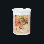 Beatrix potter mouse cute vintage sewing beverage pitcher<br><div class="desc">A cute illustration from a vintage children's book depicting a mother mouse mending/ sewing a quilt as her baby mice watch on. Button and stitch embellishments add  a cute touch.</div>