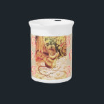 Beatrix potter mouse cute vintage sewing beverage pitcher<br><div class="desc">A cute illustration from a vintage children's book depicting a mother mouse mending/ sewing a quilt as her baby mice watch on. Button and stitch embellishments add  a cute touch.</div>