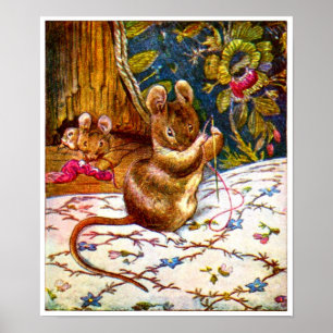 Beatrix potter mouse cute vintage sewing poster