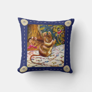 Beatrix potter mouse cute vintage sewing throw pillow