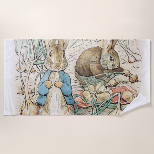 Beatrix Potter Peter Rabbit And Benjamin Bunny Beach Towel (Front)