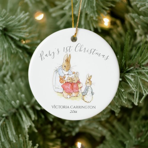 Beatrix Potter Peter Rabbit Babys 1st Christmas Ceramic Ornament