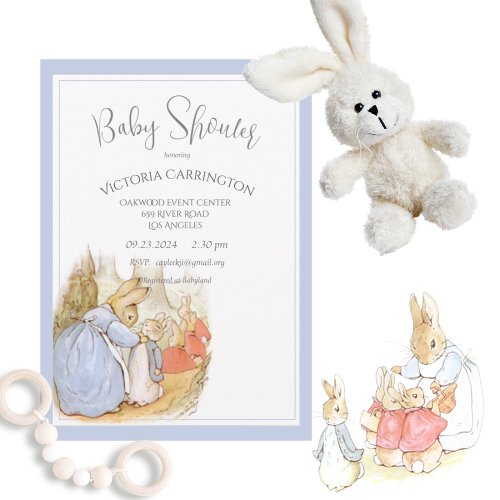 Beatrix Potter Peter Rabbit Watercolor Boy Blue  Invitation