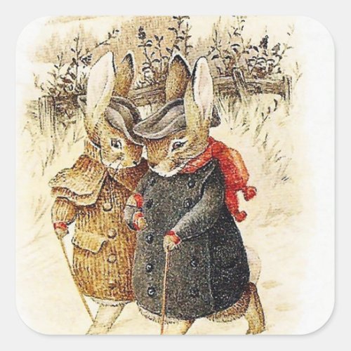 Beatrix Potter _ Peter Rabbit Winter Walk Square Sticker