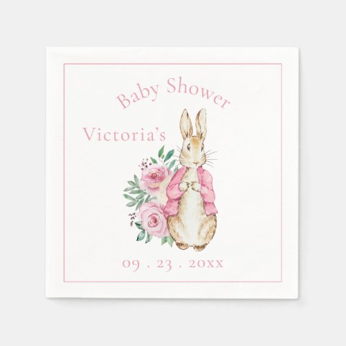 Beatrix Potter Pink Floral Baby Shower Napkins