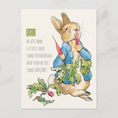 Beatrix Potter Rabbit gorging on radishes CC1115 Postcard