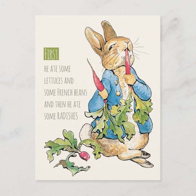 Beatrix Potter Rabbit gorging on radishes CC1115 Postcard (Front)