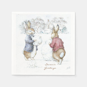 Beatrix Potter Snowman and Bunnies Holiday  Napkins