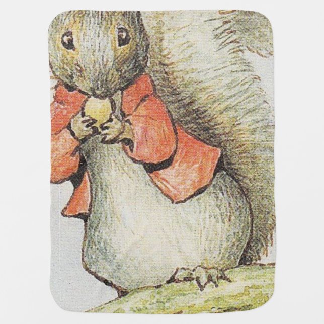 Beatrix Potter Squirrel Drawing Baby Blanket (Front)