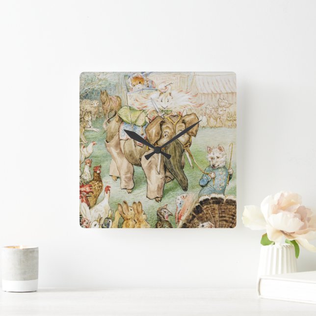 Beatrix Potter The Fairy Caravan Nursery Square Wall Clock (Home)