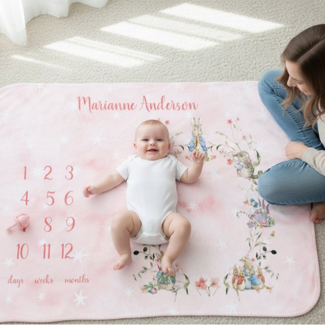 Beatrix Potter Wildflower Baby Milestone Blanket (Creator Uploaded)
