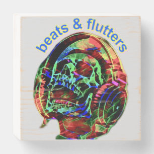 beats and flutters wooden box sign
