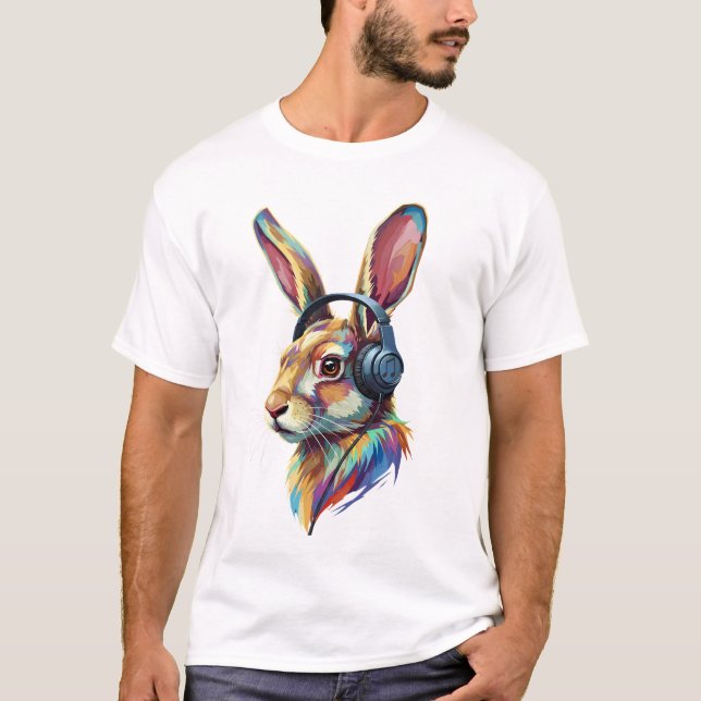 Beats & Ears – Abstract Rabbit in Vibes T-Shirt (Front)
