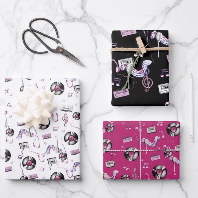 Beats Musical Pattern  Wrapping Paper Sheets (Front)