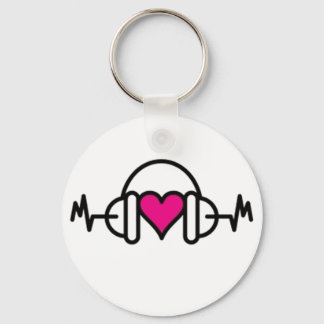 Beats of Love | Pink heart with pulse & headphone Keychain