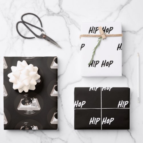 BEATS SKILL LYRICS ON TURNTABLE HIP HOP WRAPPING PAPER SHEETS