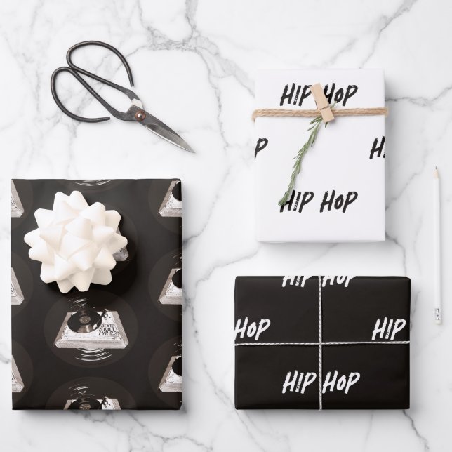 BEATS SKILL LYRICS ON TURNTABLE HIP HOP WRAPPING PAPER SHEETS (Front)