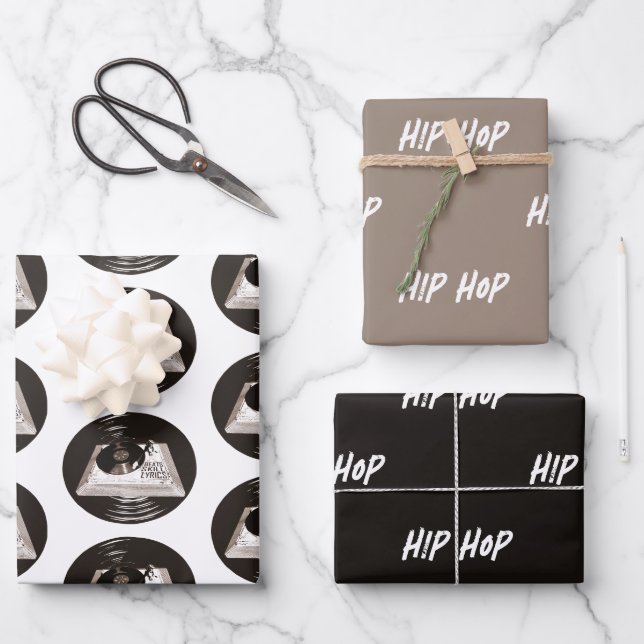 BEATS SKILL LYRICS ON TURNTABLE HIP HOP WRAPPING PAPER SHEETS (Front)