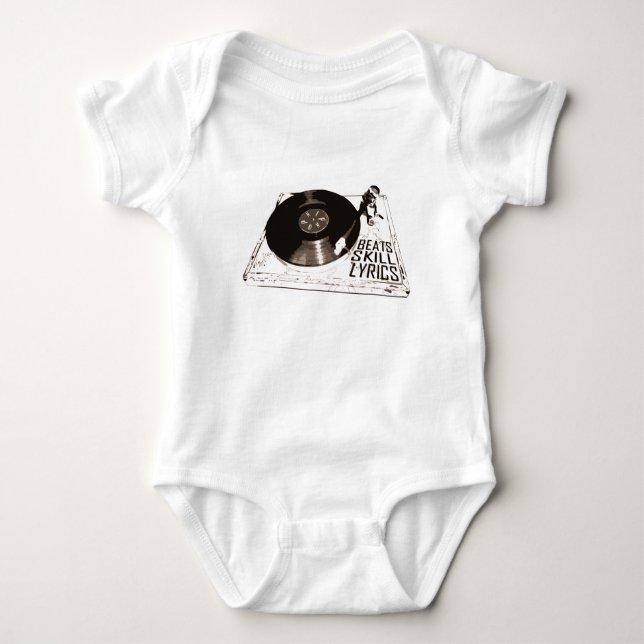 BEATS SKILL LYRICS RECORD PLAYER BABY BODYSUIT (Front)