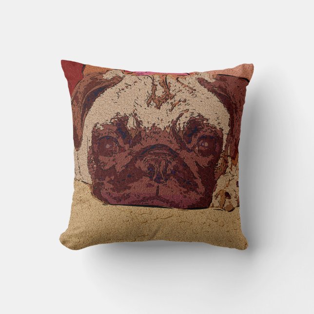 Beatuiful Brown Pug Pillows (Front)