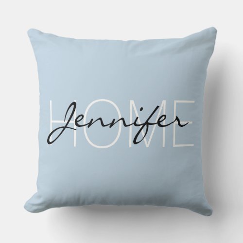 Beau blue color home monogram throw pillow