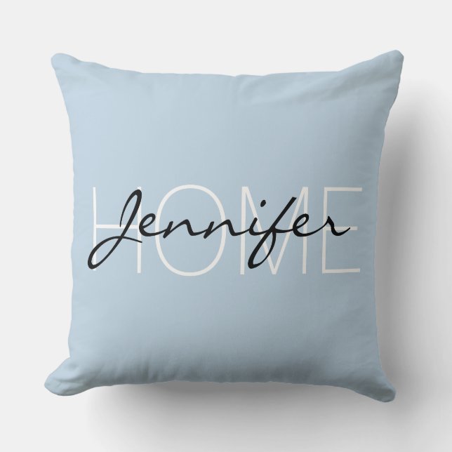 Beau blue color home monogram throw pillow (Front)