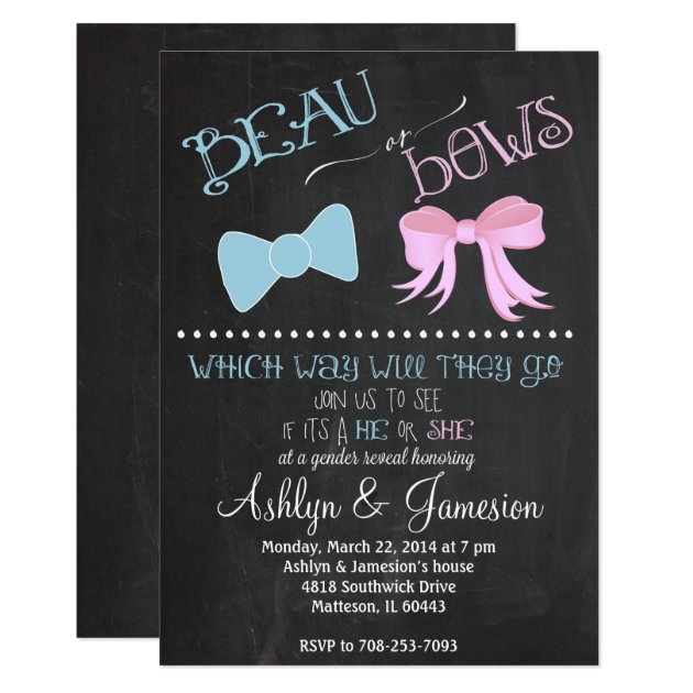 Beau Bow Or  Bows Gender Reveal Party Invitation