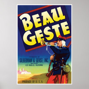 Beau Geste Adventure Novel by P. C. Wren Vintage Poster