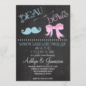 Beau Mustach  Bows Gender Reveal Party Invitation