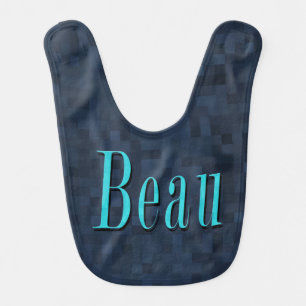 Beau, Name Blue Mosaic Logo, Baby Boys Blue Bib