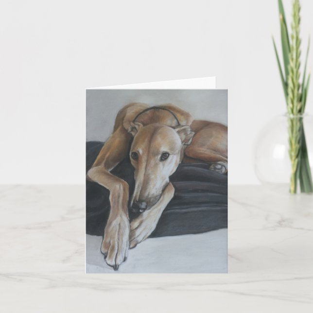 Beau the Greyhound Dog Art Note Card (Front)