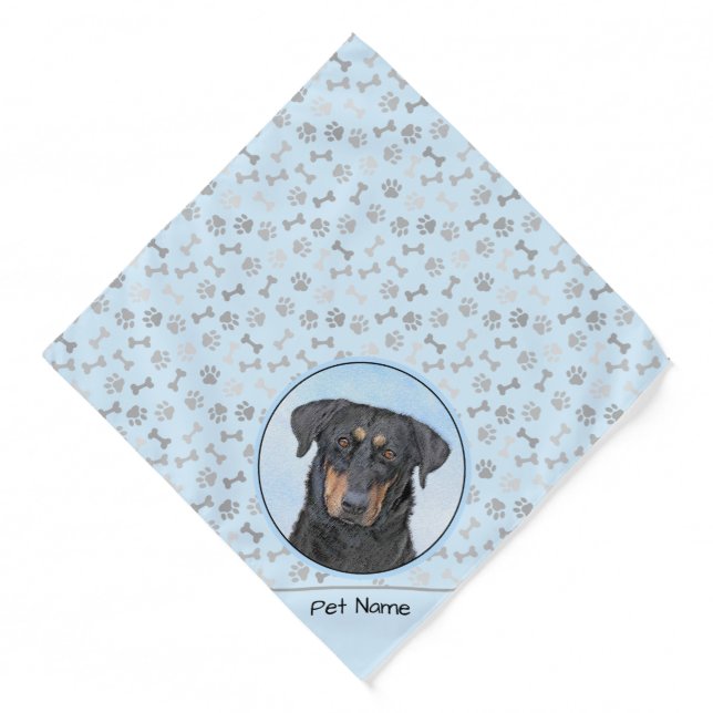 Beauceron Black and Tan Painting Sheepdog Dog Art Bandana (Front)