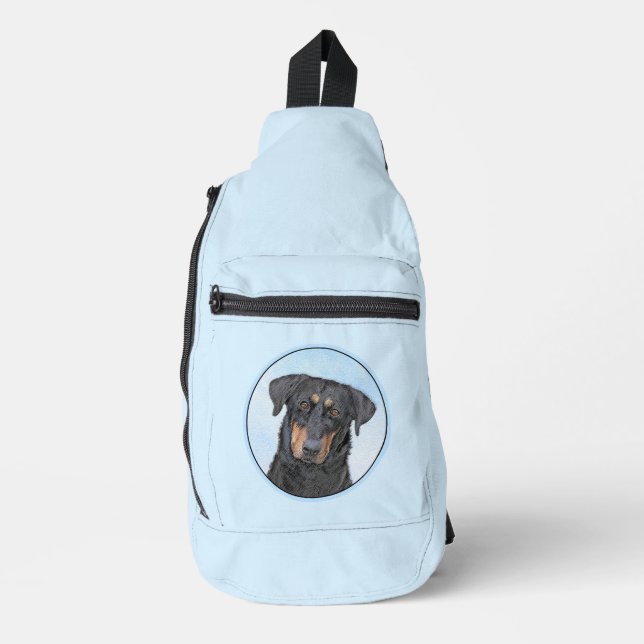 Beauceron Black and Tan Painting Sheepdog Dog Art Sling Bag (Front)