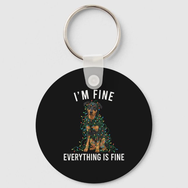 Beauceron Christmas I'm Fine Everything Is Fine  Keychain (Front)